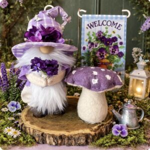 gnome with purple mushroom