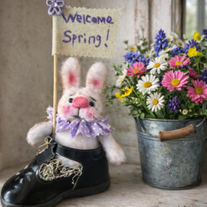 bunny in vintage shoe