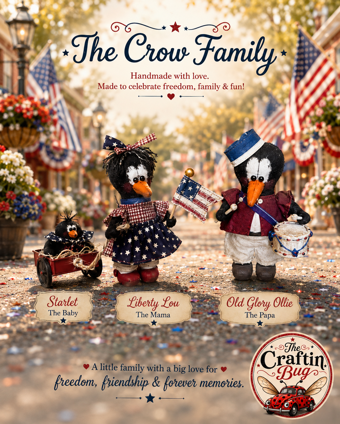 ooak primitive americana patriotic crow ooak primitive americana patriotic crow