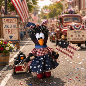 ooak primitive americana patriotic crow
