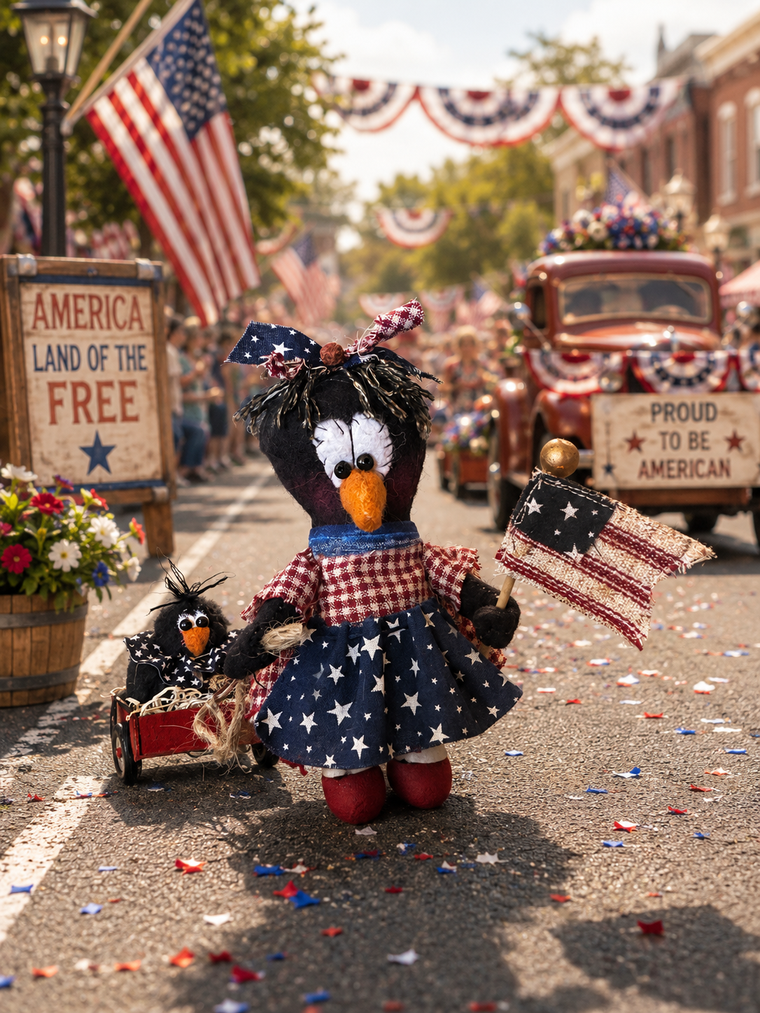 ooak primitive americana patriotic crow ooak primitive americana patriotic crow